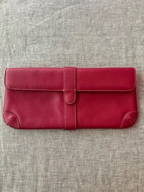 Vintage Y2K LOFT Clutch / Wristlet in Bright Pink Leather